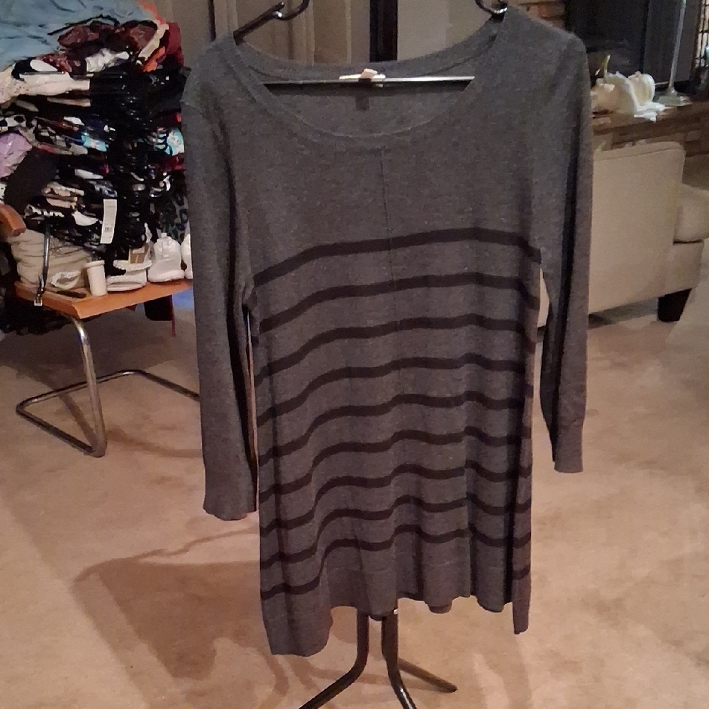 Eileen Fisher Charcoal and Black Striped Sweater